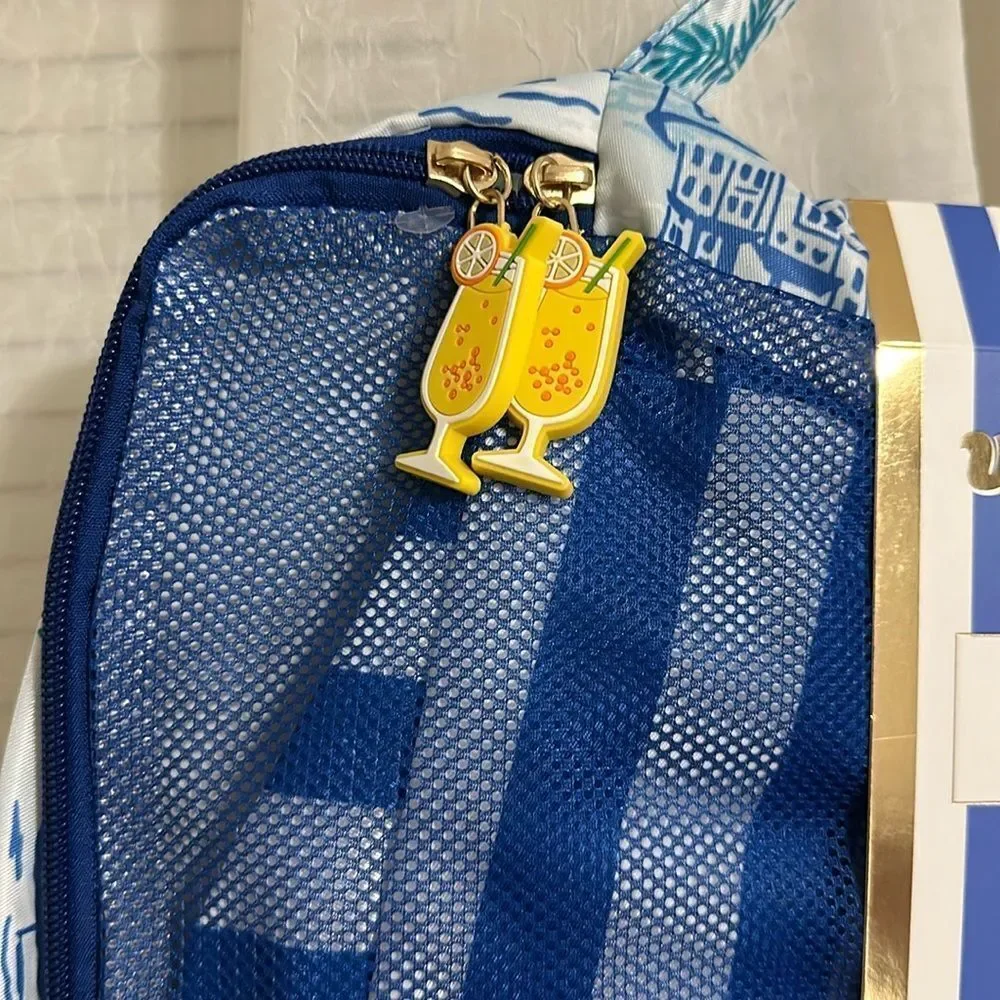 WM Blue Green Yellow Coastal Lemon Mesh Stripe 3 Piece Travel Packing Cube Set